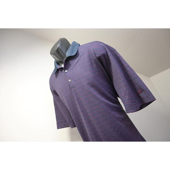 Nike Golf Polo Dri Fit UV Performance Striped Short Sleeve Athletic Mens 2XL XXL - Picture 1 of 7